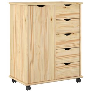 vidaXL Rito&scaron;ais skapis ar riteni Brūna 63,5 x 39 x 79 cm Cieta priede