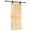 vidaXL Slīdo&scaron;ās durvis Dabiska un melna 90 x 210 cm Cieta priedes koks