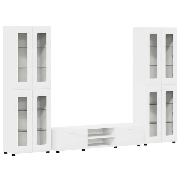 vidaXL TV skapī&scaron;u komplekts ar atvilktni Balts Inženierijas koks