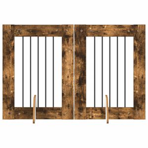 vidaXL Suņu vārti ar statīviem 2 pcs Kūpināts ozols 60 x 80 cm