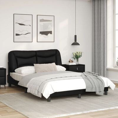 vidaXL gultas rāmis ar LED, melns, 120x200 cm, mākslīgā āda