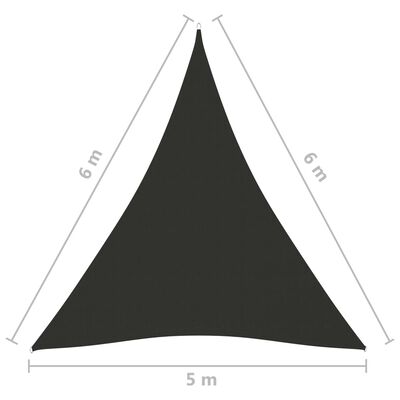 vidaXL saulessargs, 5x6x6 m, trijstūra forma, antracītpelēks audums