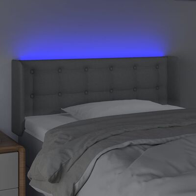 vidaXL gultas galvgalis ar LED, 83x16x78/88 cm, gaiši pelēks audums