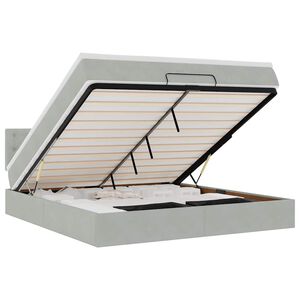 vidaXL Osmaņu gultas rāmis ar matrača gai&scaron;i pelēks 160x200cm samts