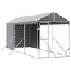 vidaXL suņu voljērs ar jumtu, 2x6x2,5m, cinkots tērauds, sudraba krāsā