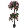 vidaXL mākslīgais augs, rododendrs ar podiņu, 155 cm, zaļ&scaron; ar rozā