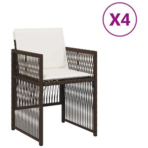 vidaXL dārza krēsli, 4 gab., ar matračiem, PE rotangpalma, brūni