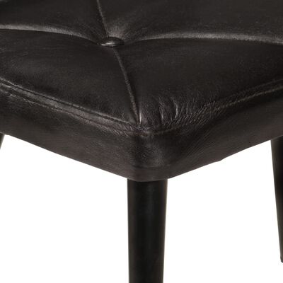 vidaXL atzveltnes krēsls ar kāju balstu, melna dabīgā āda