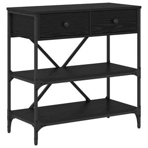 vidaXL Konsoles galds ar plauktu Melns ozolkoks 75 x 34,5 x 75 cm koka