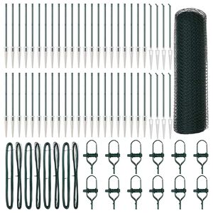 vidaXL Se&scaron;stūra žogs ar stabu 100 x 0,4 m PVC pārklāts tērauds Zaļa