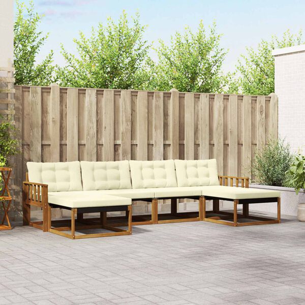 vidaXL Āra dīvānu komplekts ar spilvenu 6 pcs Dabisks un krējuma