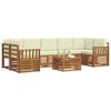 vidaXL Dīvāna komplekti 8 pcs Dabisks un krējuma Cietā akācijas koks