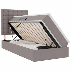 vidaXL Gulta ar uzglabā&scaron;anas vietu un LED Pelēkbrūna 90 x 200 cm
