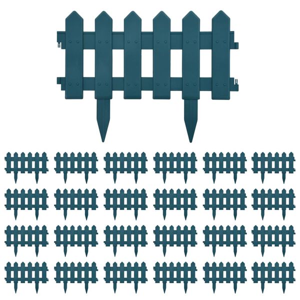 vidaXL zāliena apmales, 25 gab., zaļas, 10 m, PP