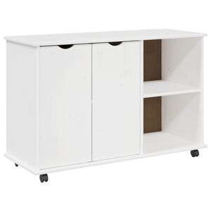 vidaXL Rito&scaron;ais skapis ar riteni Balts 100 x 39 x 65,5 cm Cieta priede