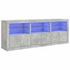 vidaXL kumode ar LED lampiņām, betona pelēka, 181,5x37x67 cm