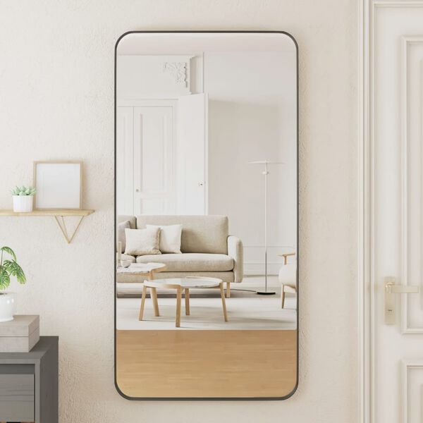 vidaXL sienas spogulis, melns, 50x100 cm, taisnstūra