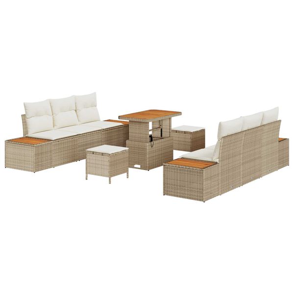 vidaXL Dārza dīvānu komplekts 9 pcs Bē&scaron;a poliratāns