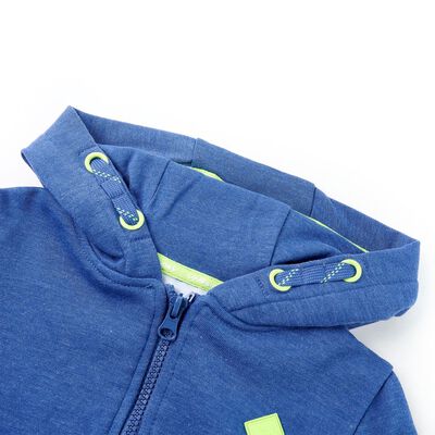 Bērnu jaka ar kapuci un rāvējslēdzēju, nevienmērīgi zila, 104