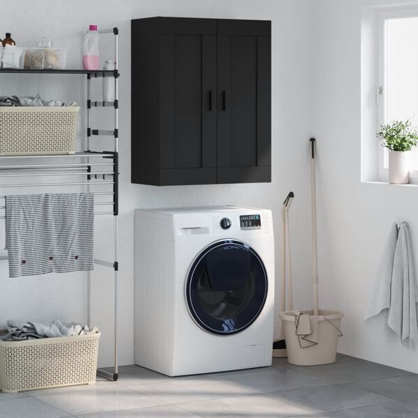 vidaXL sienas skapītis, 69,5x34x90 cm, inženierijas koks, melns