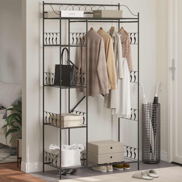 vidaXL Atvērts skapis ar plauktu Melna 100 x 43 x 188 cm Tērauds