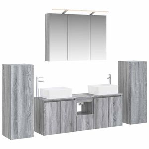 vidaXL Vannas istabas mēbeļu komplekts 6 pcs Pelēks Sonoma