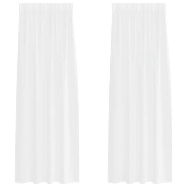 vidaXL Voile aizkaris ar aizkariem 2 pcs Balts 225 x 140 cm Poliesters
