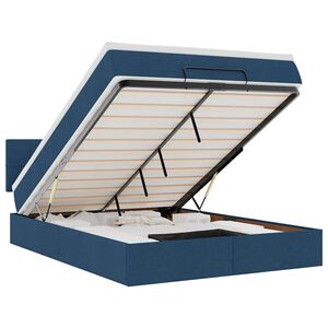 vidaXL Osmaņu gultas rāmis ar matrača zils 140x200cm audums