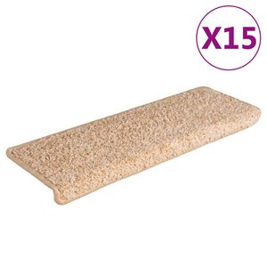 vidaXL kāpņu paklājiņi, 15 gab., 65x21x4 cm, zelta krāsā, taisnstūrveida mala