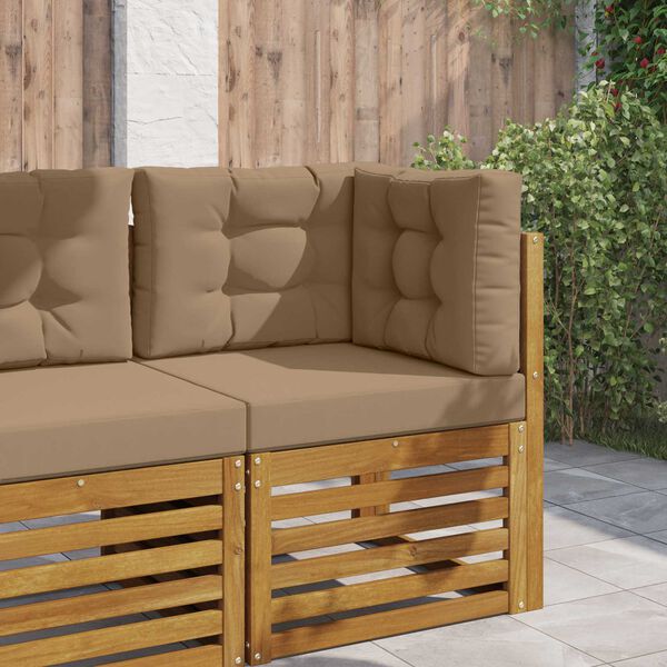 vidaXL Āra dīvāna spilvens 3 pcs Pelēkbrūna Poliesters