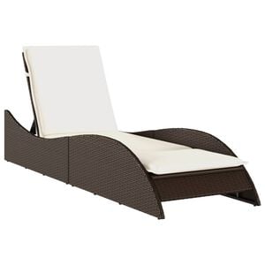 vidaXL sauļo&scaron;anās zvilnis ar matraci 60x205x73 cm brūna PE rotangpalma