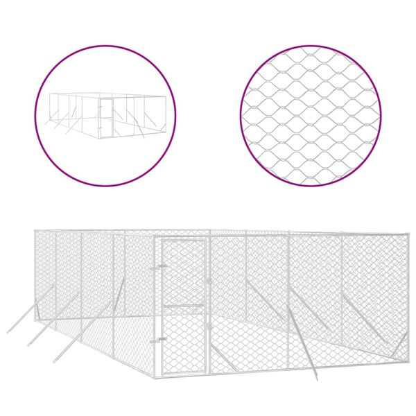 vidaXL suņu voljērs, sudraba krāsā, 4x8x2 m, cinkots tērauds