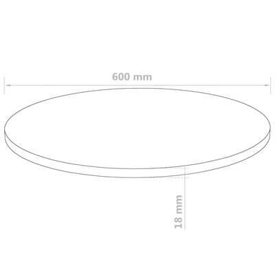 vidaXL galda virsma, 600x18 mm, apaļa, MDF