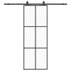 vidaXL bīdāmās durvis ar stiprinājumiem, melns, stikls, 76x205 cm