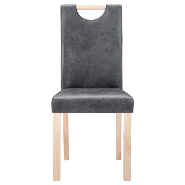 vidaXL virtuves krēsli, 6 gab., pelēka mākslīgā zam&scaron;āda