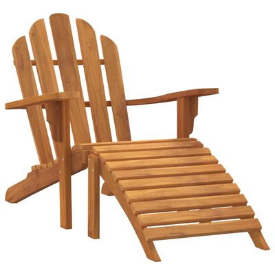 vidaXL dārza krēsls ar kāju balstu, masīvs tīkkoks
