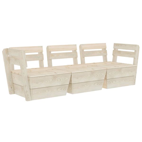 vidaXL 3-vietīgs dārza palešu dīvāns, impregnēts egles koks