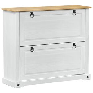 vidaXL Apavu skapis Corona Balts 99 x 32 x 85 cm Ciets priedes koks