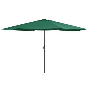 vidaXL dārza saulessargs ar metāla kātu, 390 cm, zaļ&scaron;