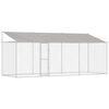 vidaXL Suņu būda ar jumtu Sudraba 600 x 200 x 256 cm Tērauds un PE