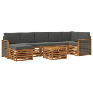 vidaXL Āra dīvānu komplekts ar spilvenu 7 pcs Dabisks un antracīts