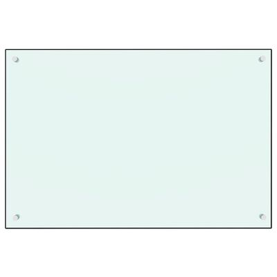 vidaXL virtuves sienas panelis, 90x60 cm, rūdīts stikls, balts