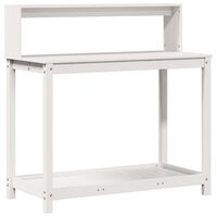 vidaXL stādīšanas galds ar plauktiem, balts, 108x50x109,5 cm, priede