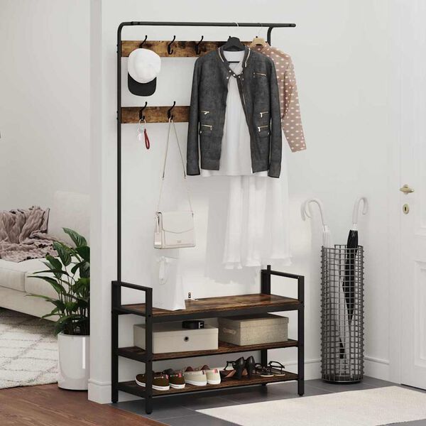 vidaXL Pakaramais Dūmaka ozols 95 x 34 x 184 cm Inženierijas koks