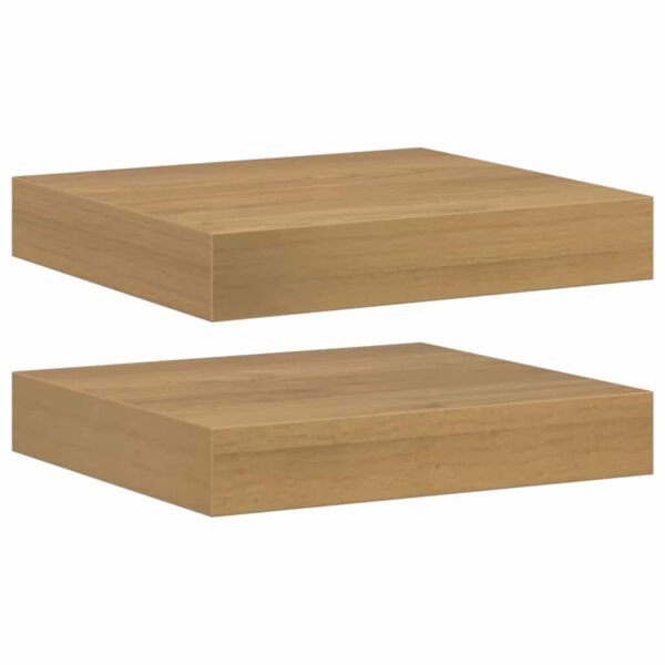 vidaXL Sienas plaukts 2 pcs Brūna 23 x 23,5 x 4 cm Inženierijas koks