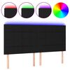 vidaXL gultas galvgalis ar LED, 160x5x118/128 cm, melns audums