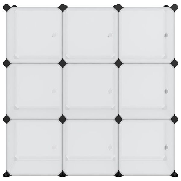 vidaXL uzglabāšanas kuba organizators ar 9 kubiem un durvīm, caurspīdīgs polipropilēns (PP)