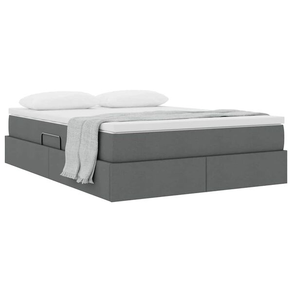 vidaXL Gulta ar uzglabā&scaron;anas vietu un matraci ar matraci Tum&scaron;i pelēks