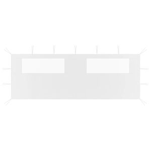 vidaXL dārza nojumes siena ar logiem, 6x2 m, balta