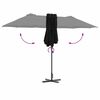 vidaXL Dārza parasols Melna 370 x 197 x 239 cm Pulverkrāsots tērauds
